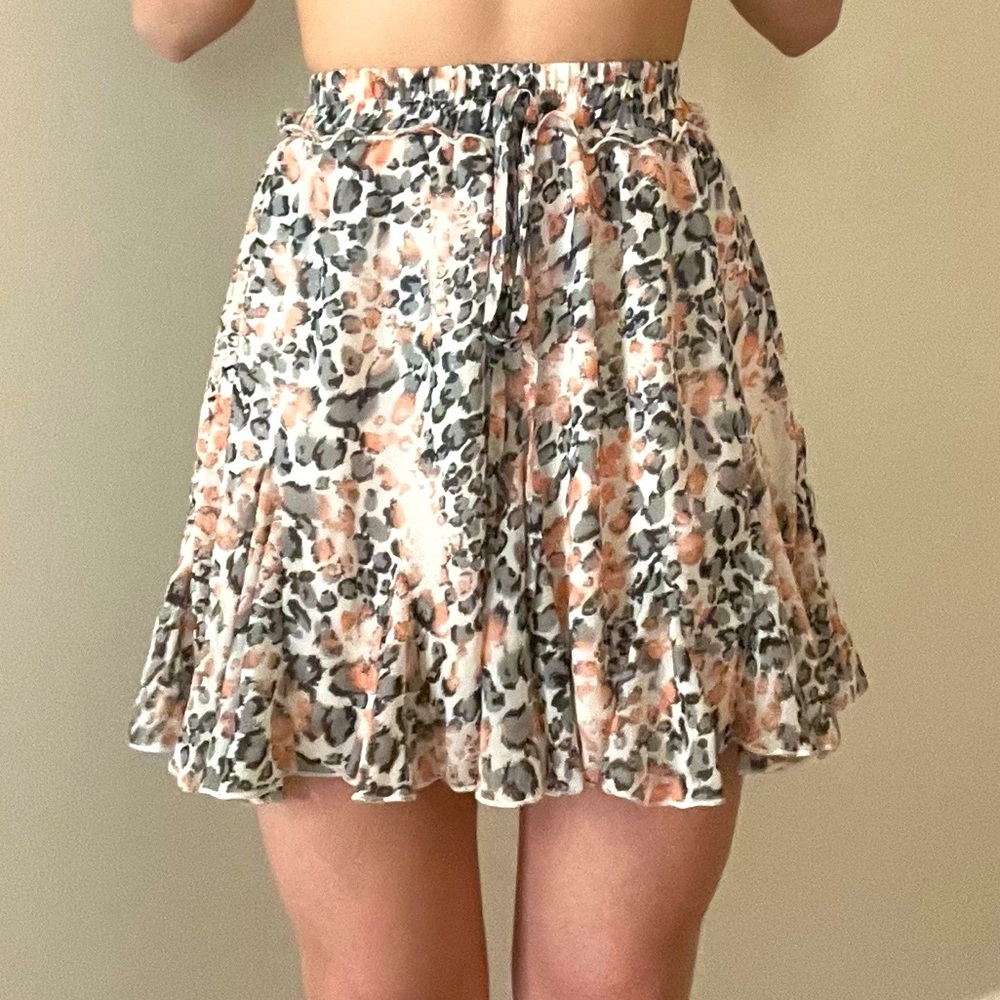 Floral leopard skirt